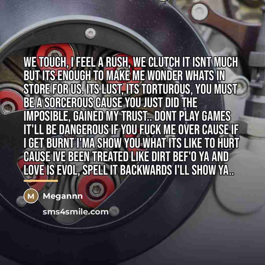 “We touch, I feel a rush, we clutch it isnt…” quote by Megannn