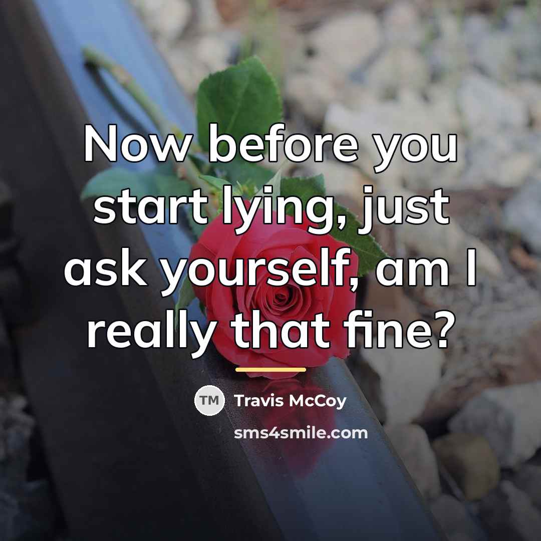 “Now before you start lying, just ask yourself, am I…” quote by Travis McCoy