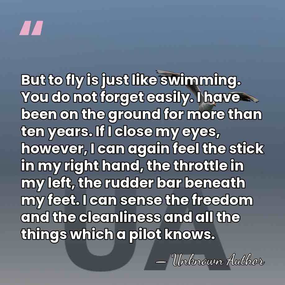 But to fly is just like swimming. You do not forget easily.&hellip; - Unknown Author