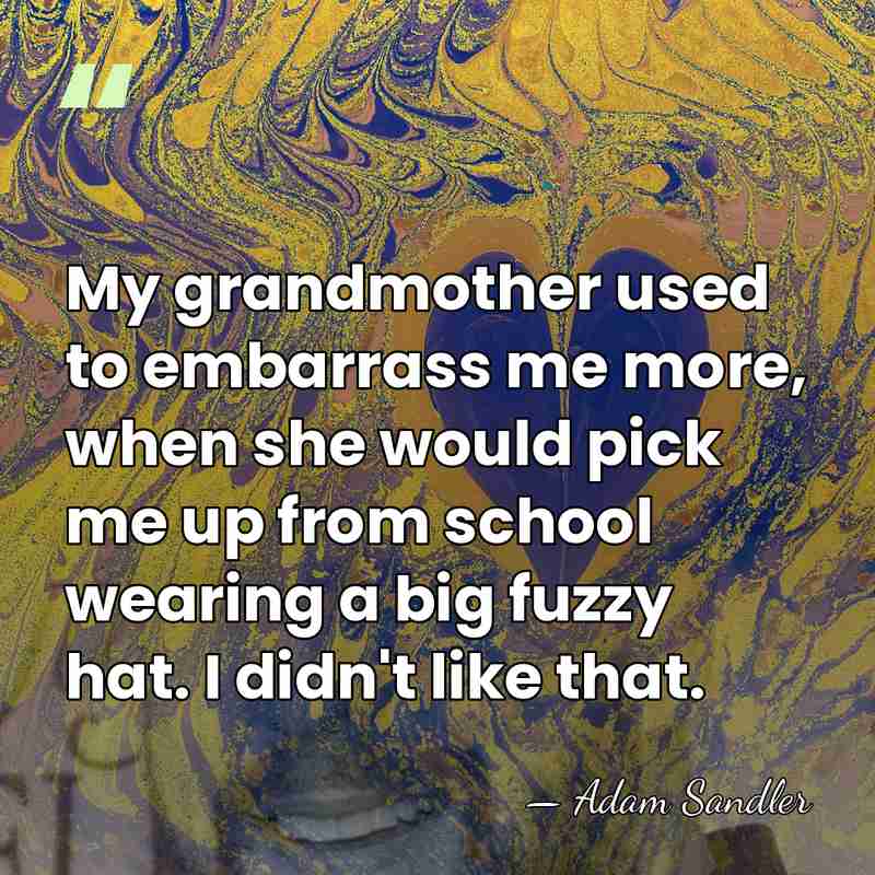 My grandmother used to embarrass me more, when she would pick me&hellip; - Adam Sandler