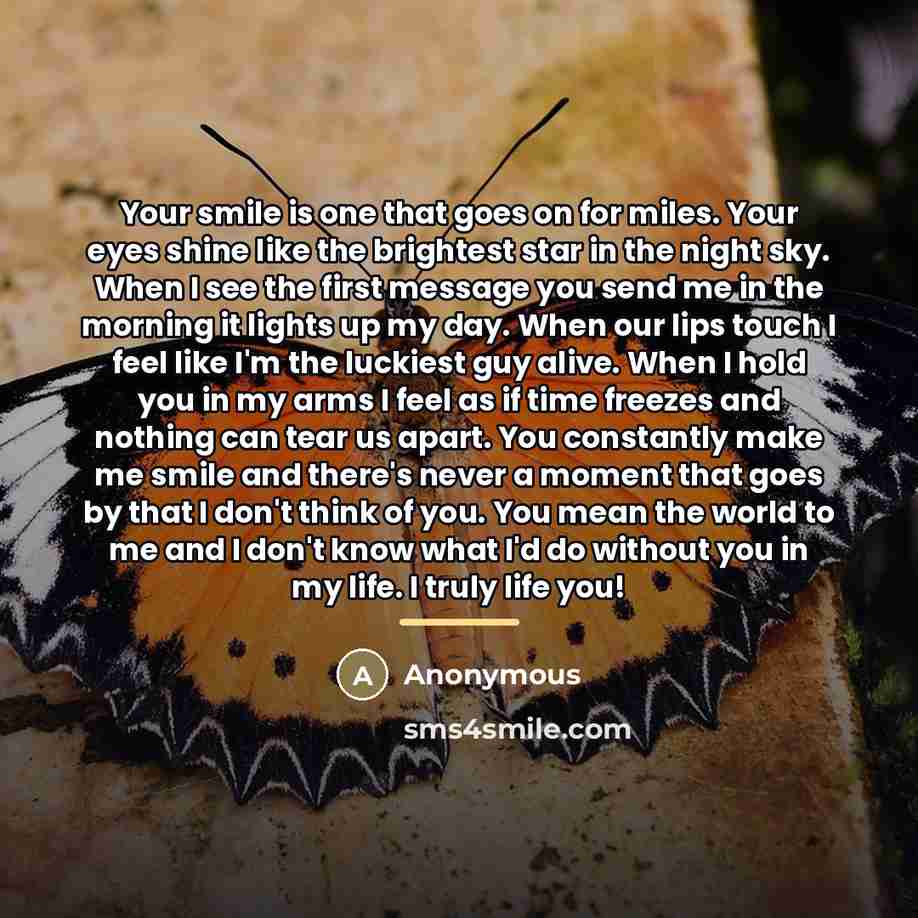 “Your smile is one that goes on for miles. Your…” quote by Ryan Richard