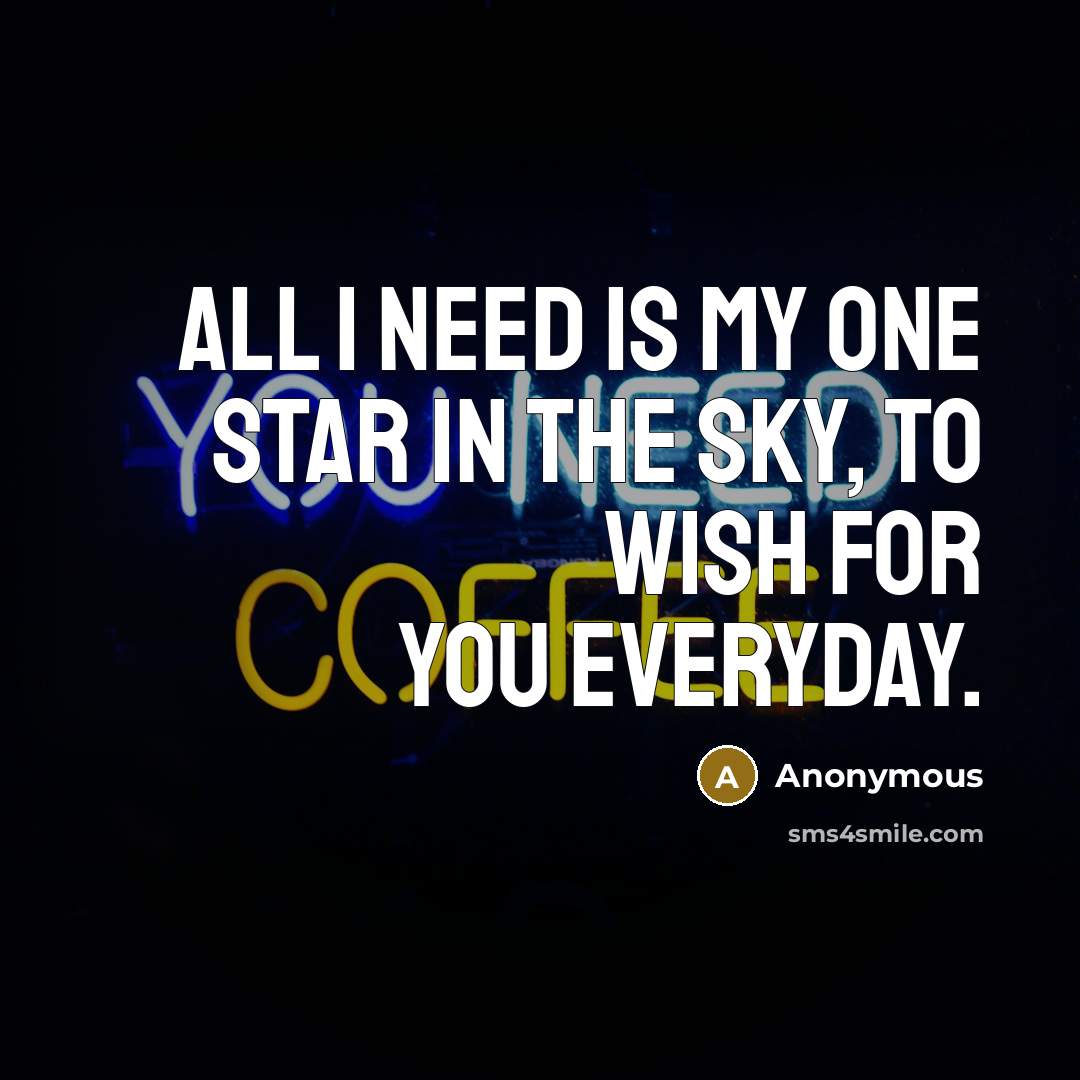 “All I need is my one star in the sky,…” quote by Anonymous