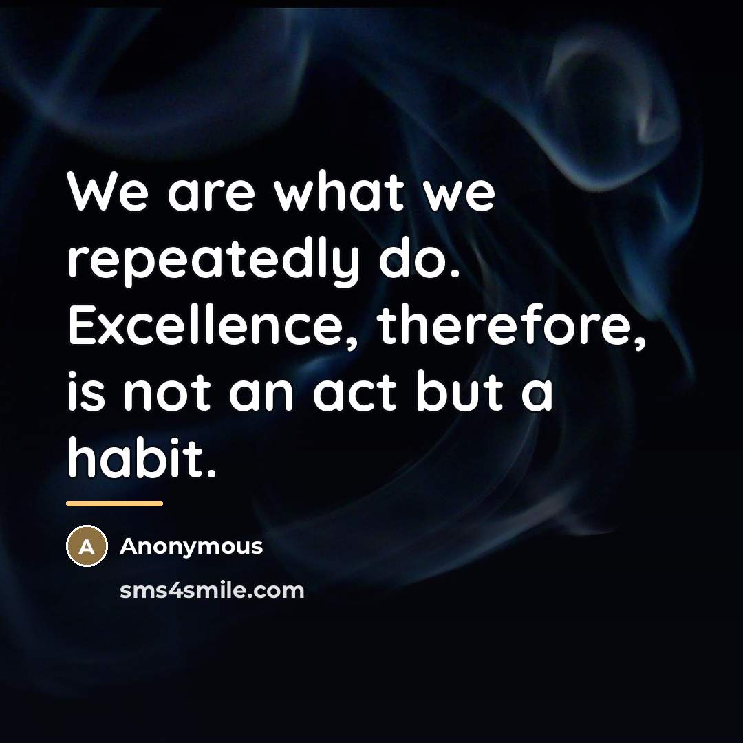 “We are what we repeatedly do. Excellence, therefore, is not…” quote by Anonymous
