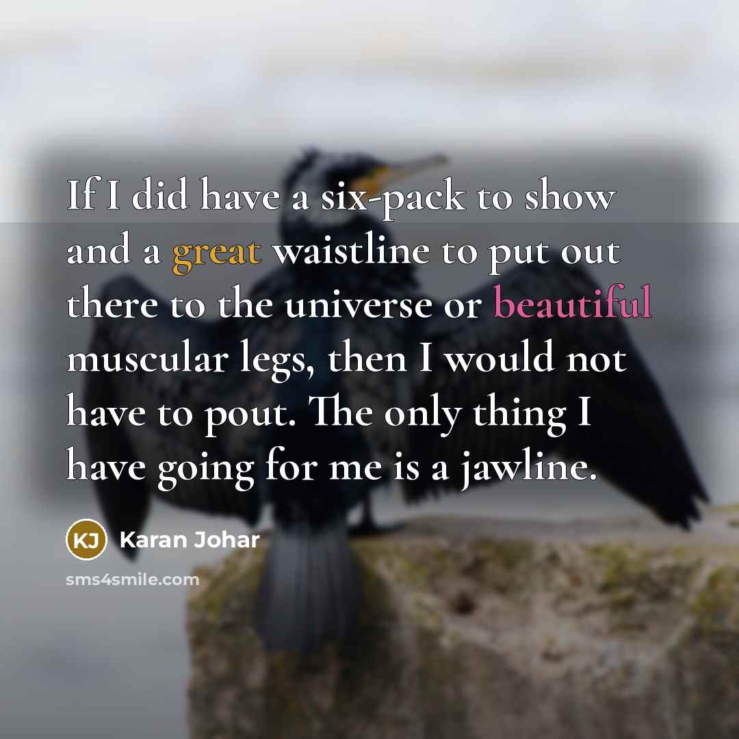 “If I did have a six-pack to show and a…” quote by Karan Johar