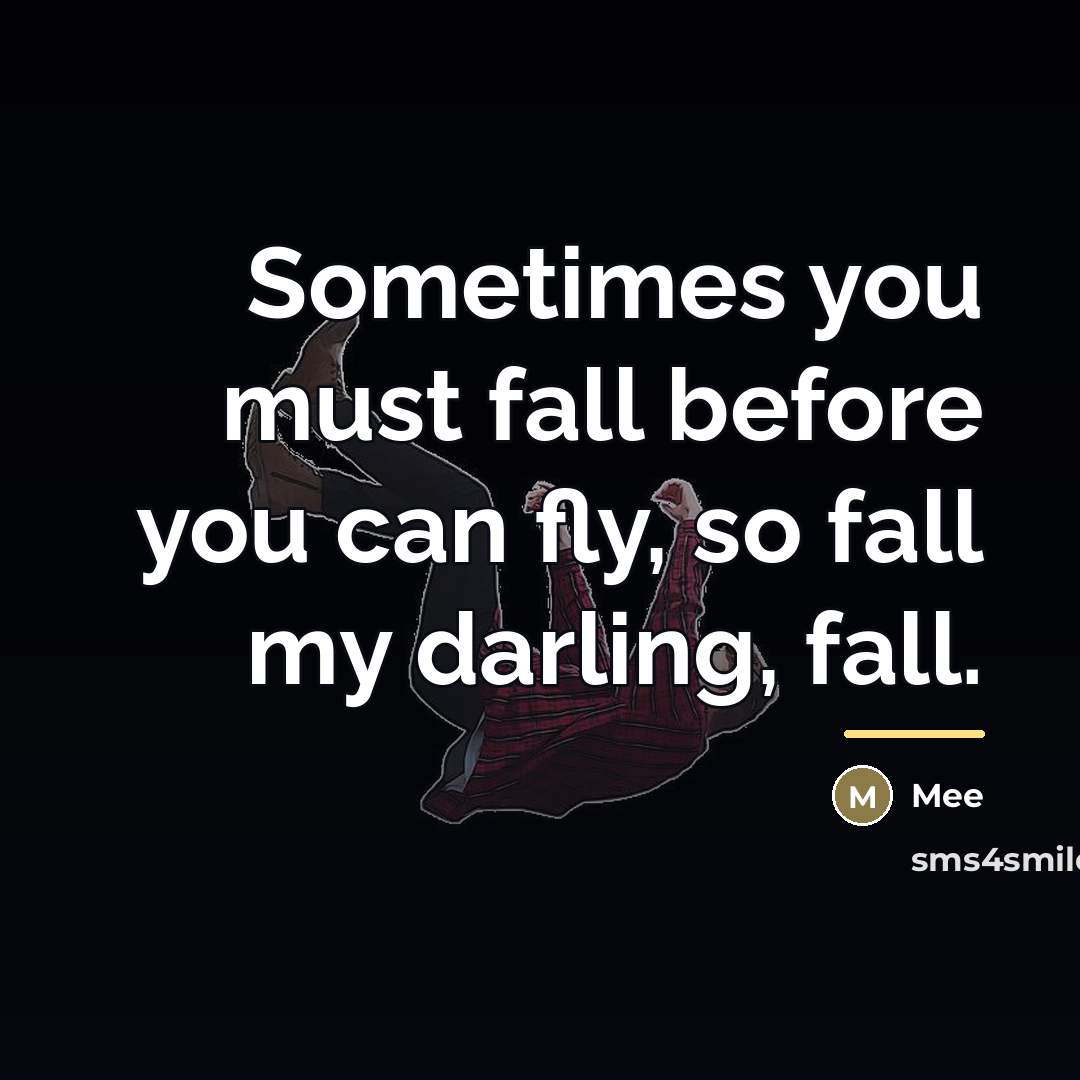 “Sometimes you must fall before you can fly, so fall…” quote by Mee