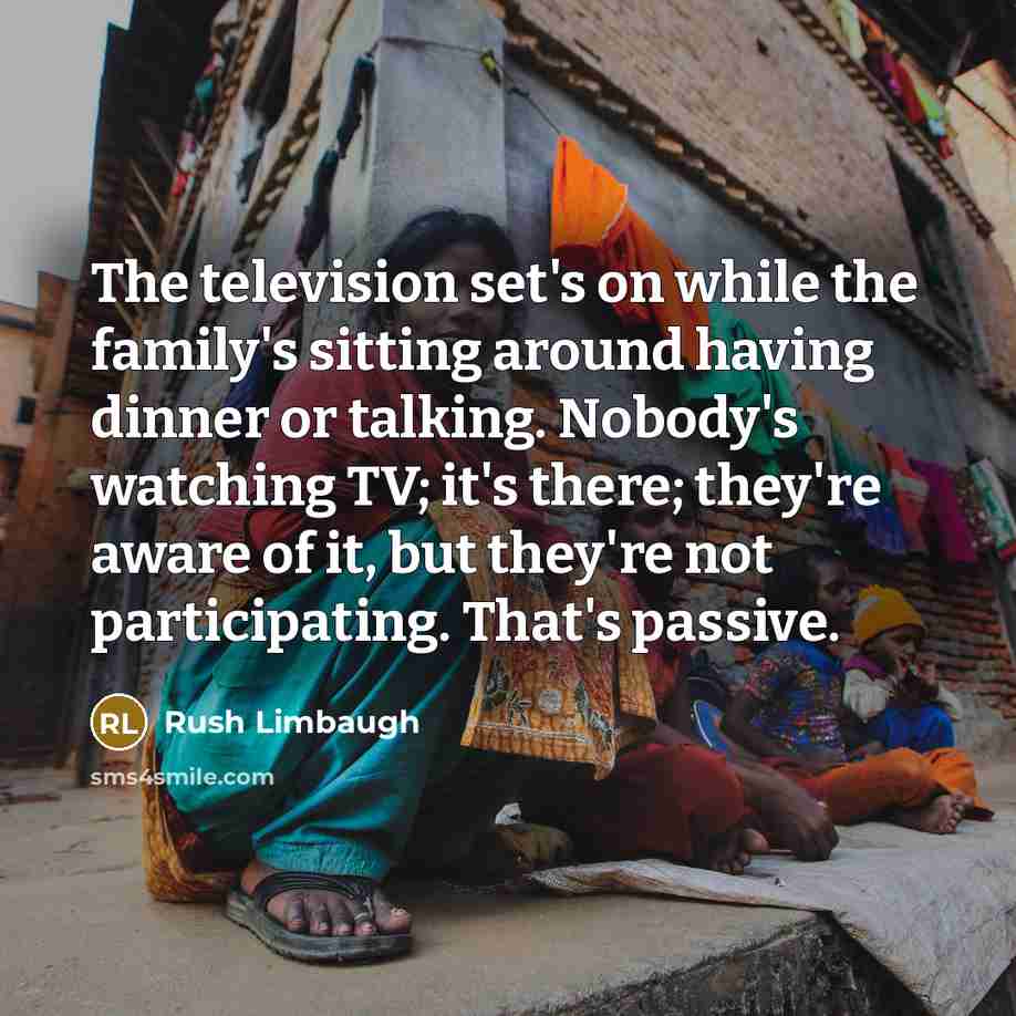 “The television set's on while the family's sitting around having…” quote by Rush Limbaugh