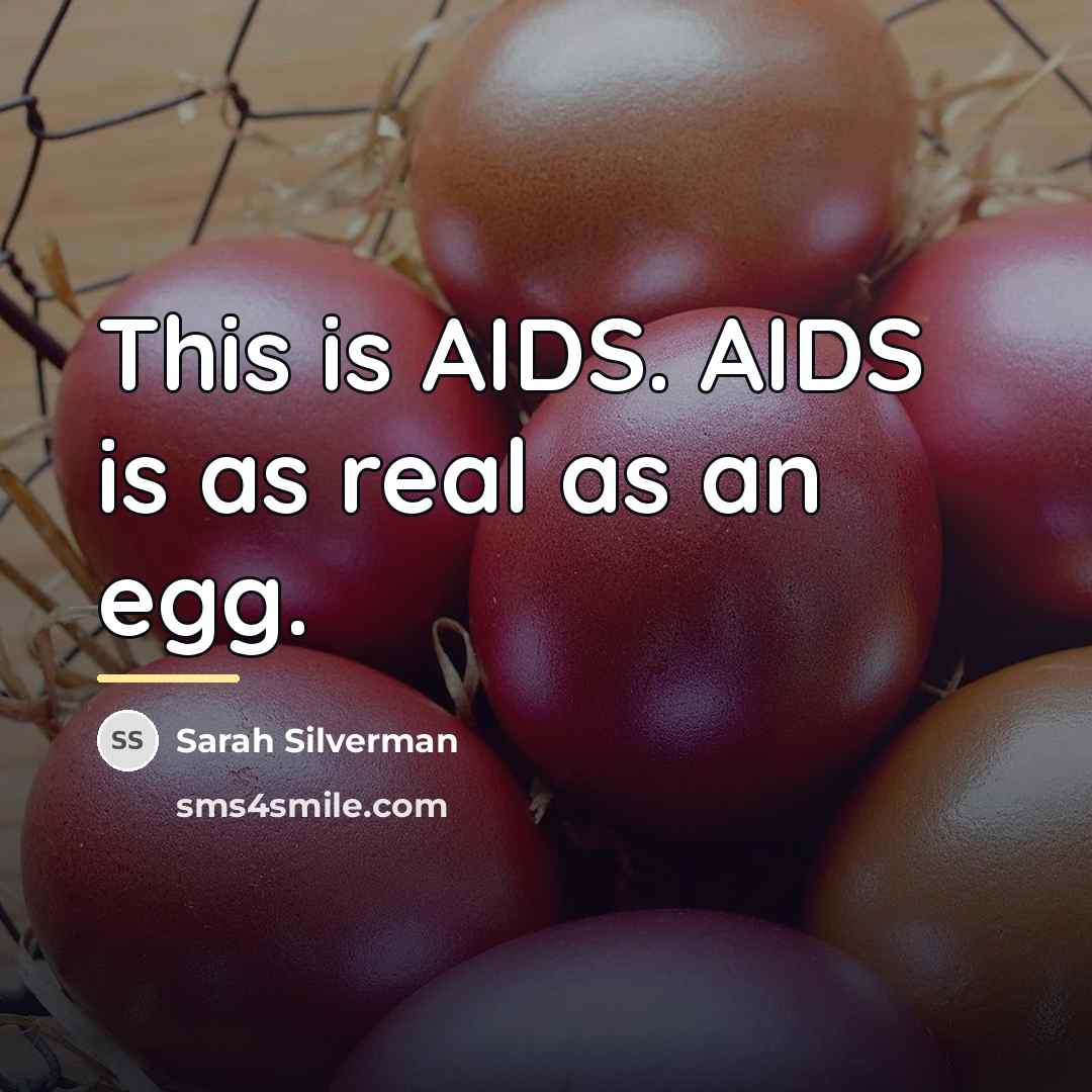 “This is AIDS. AIDS is as real as an egg.…” quote by Sarah Silverman