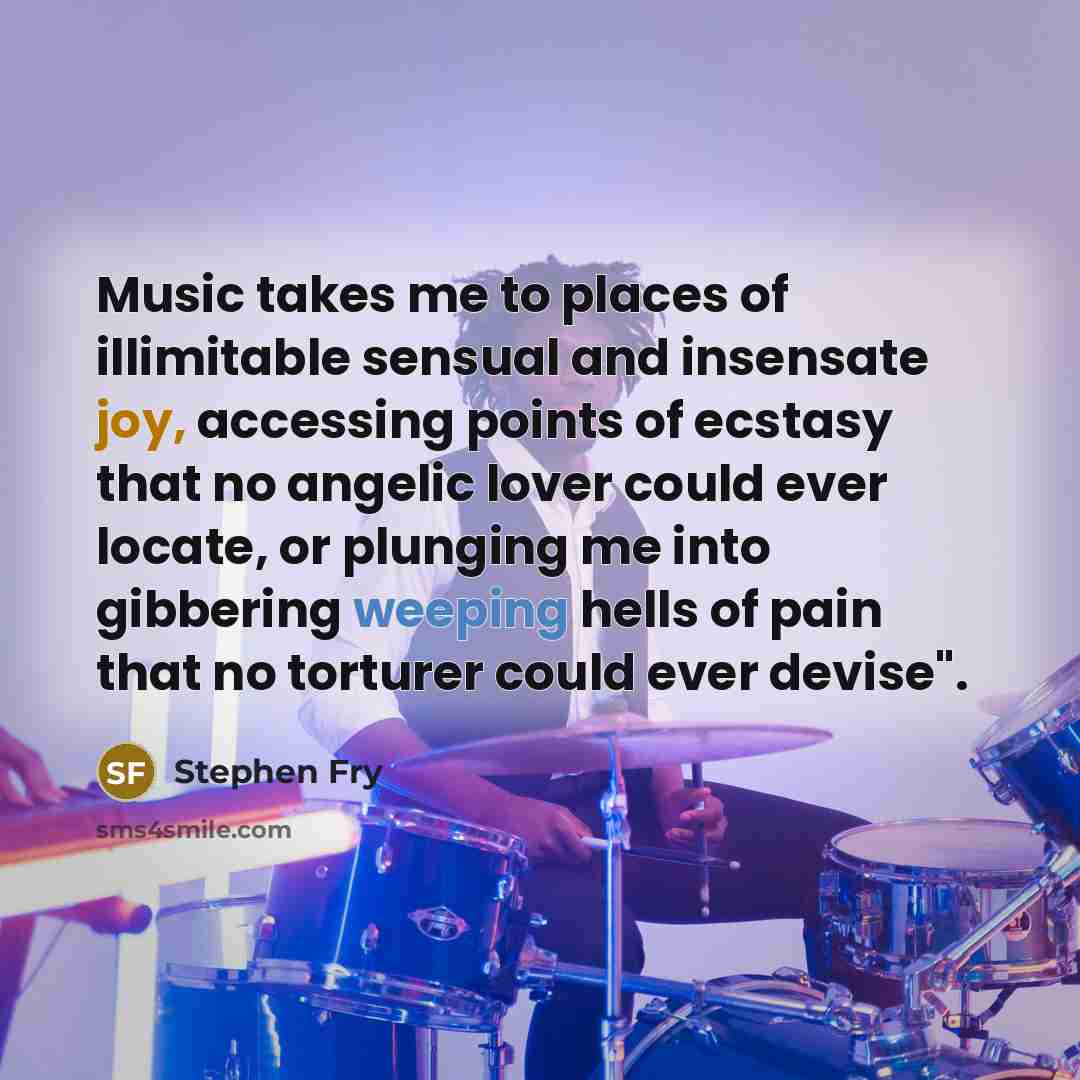 “Music takes me to places of illimitable sensual and insensate…” quote by Stephen Fry