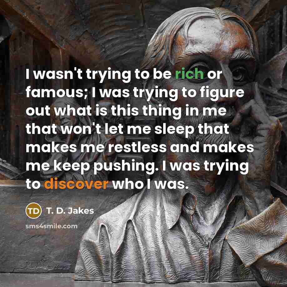 “I wasn't trying to be rich or famous; I was…” quote by T. D. Jakes