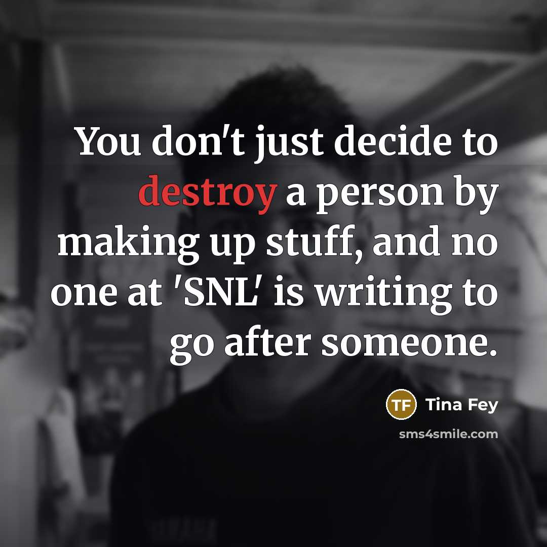“You don't just decide to destroy a person by making…” quote by Tina Fey