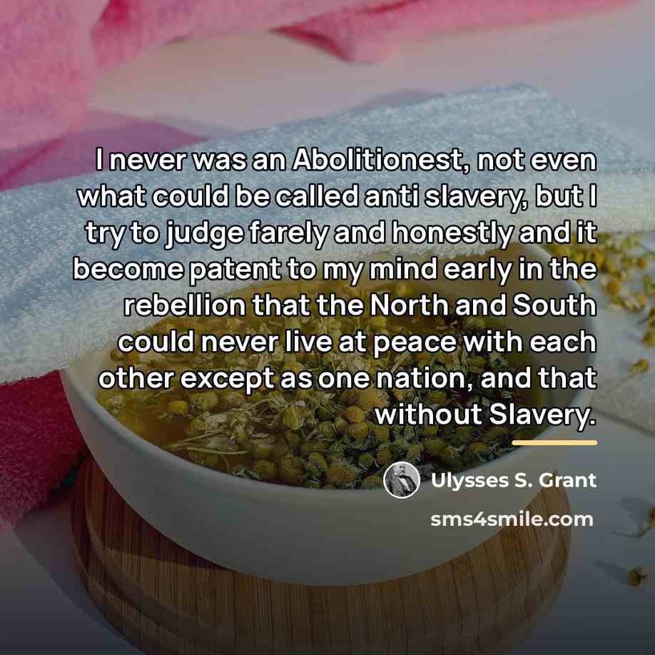“I never was an Abolitionest, not even what could be…” quote by Ulysses S. Grant