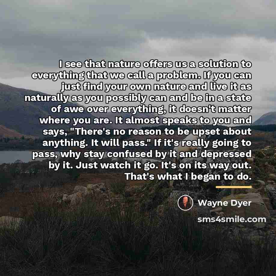“I see that nature offers us a solution to everything…” quote by Wayne Dyer