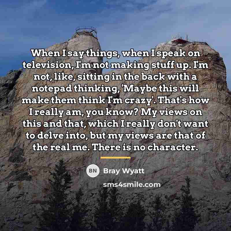 “When I say things, when I speak on television, I'm…” quote by Bray Wyatt