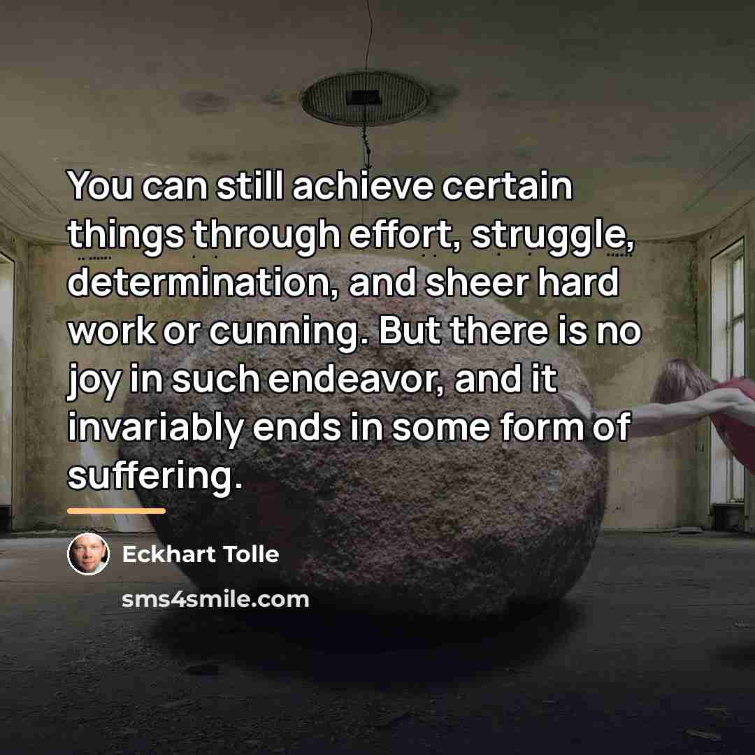 “You can still achieve certain things through effort, struggle, determination,…” quote by Eckhart Tolle