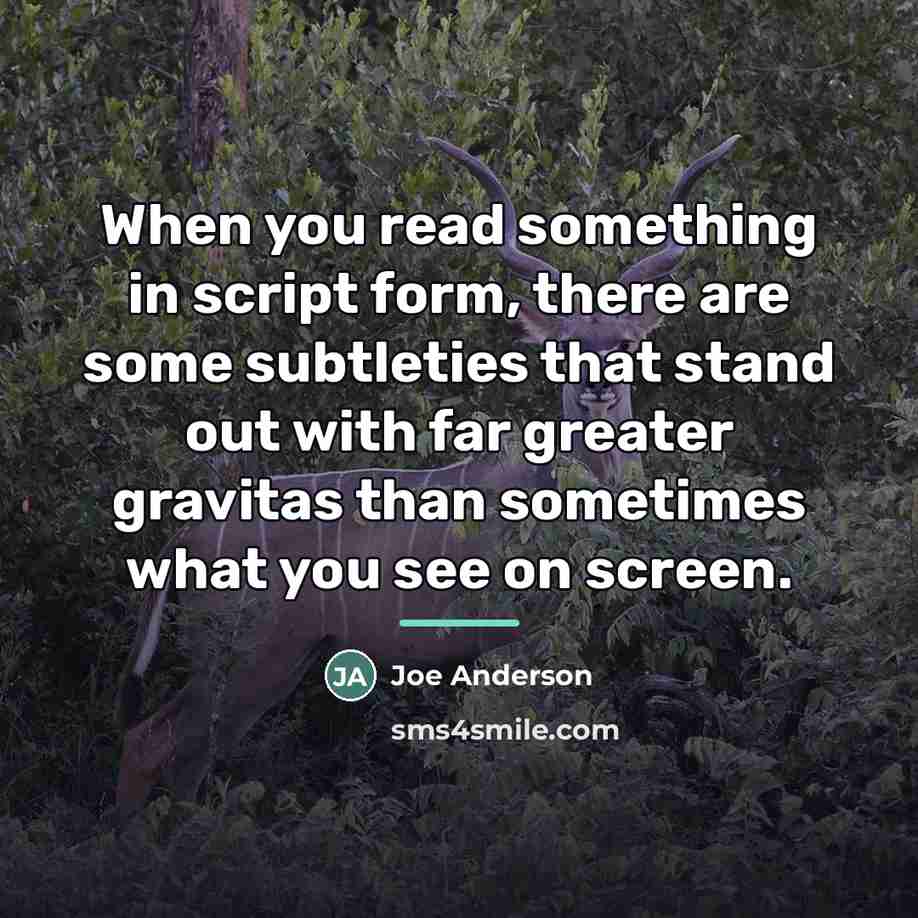 “When you read something in script form, there are some…” quote by Joe Anderson
