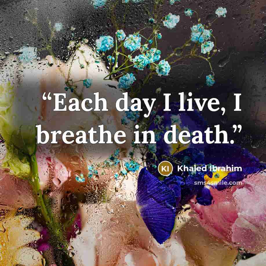 “Each day I live, I breathe in death.” quote by Khaled Ibrahim