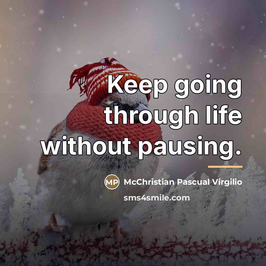 “Keep going through life without pausing.…” quote by McChristian Pascual Virgilio