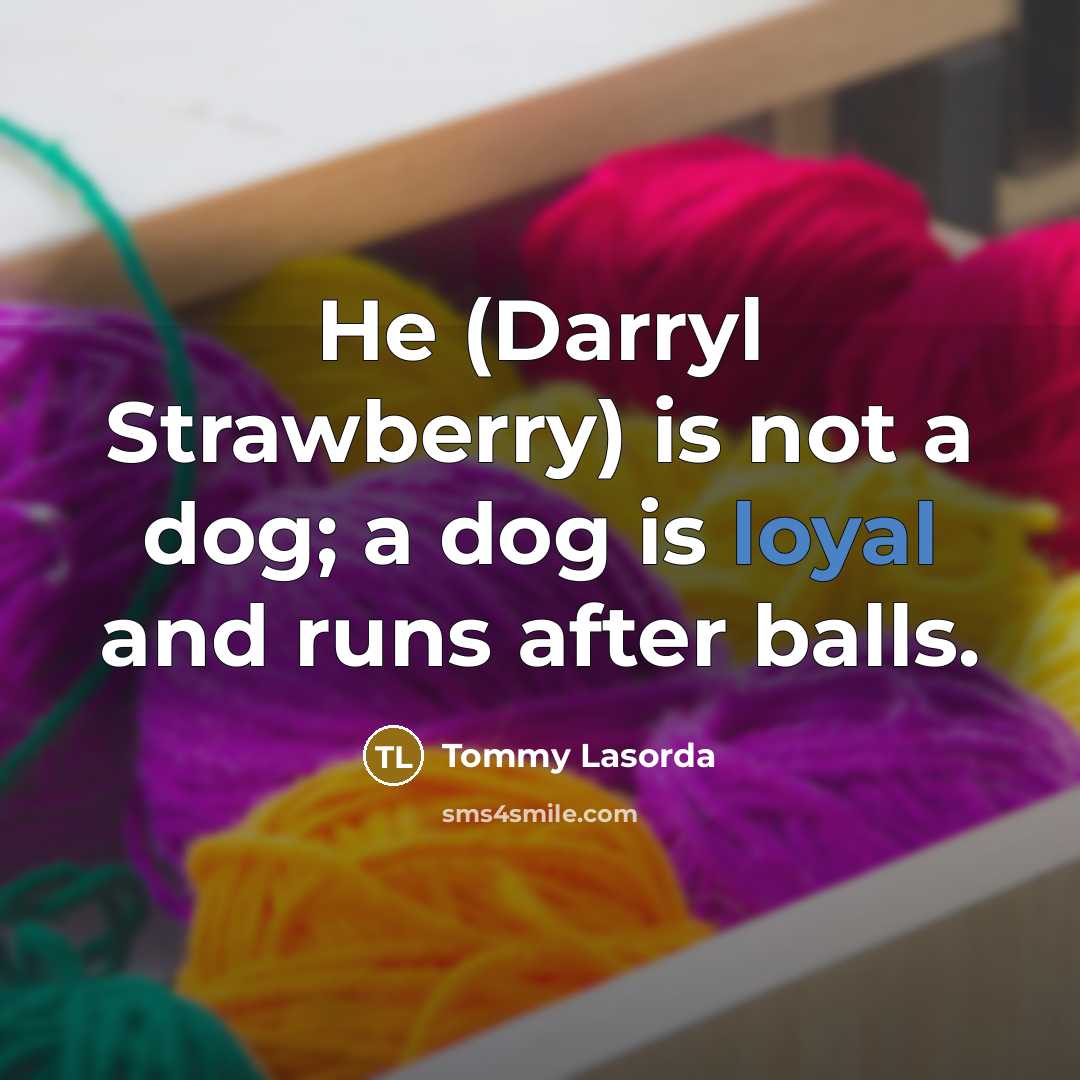 “He (Darryl Strawberry) is not a dog; a dog is…” quote by Tommy Lasorda