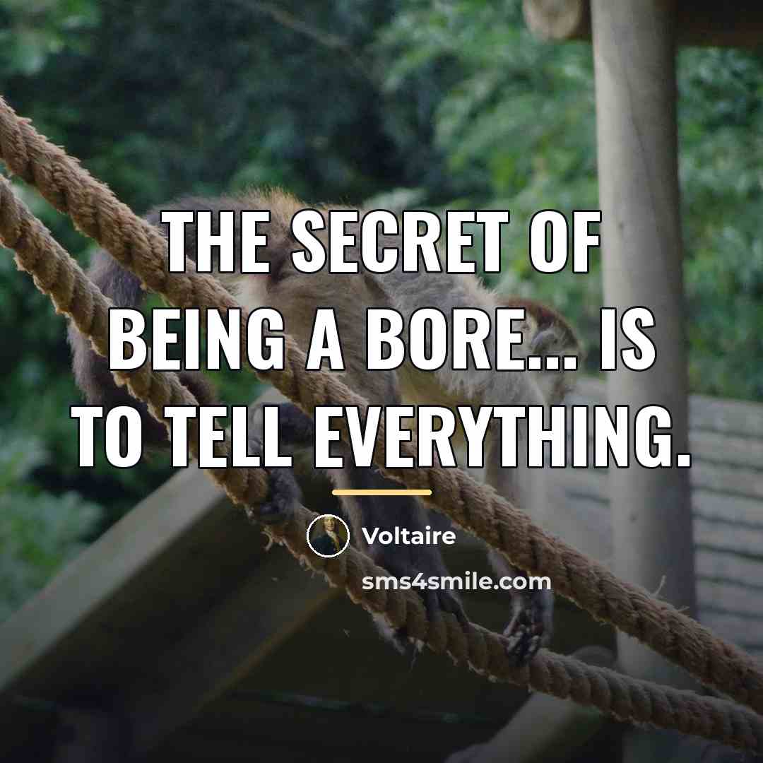 “The secret of being a bore... is to tell everything.…” quote by Voltaire