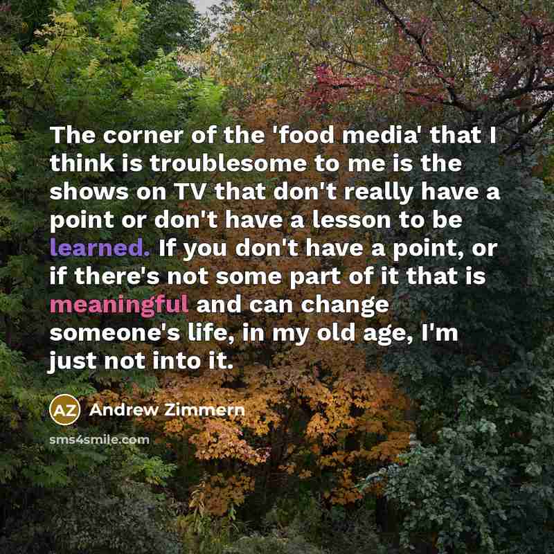 “The corner of the 'food media' that I think is…” quote by Andrew Zimmern