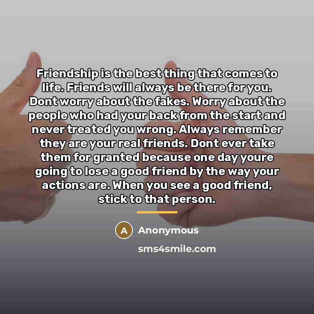“Friendship is the best thing that comes to life. Friends…” quote by Anonymous