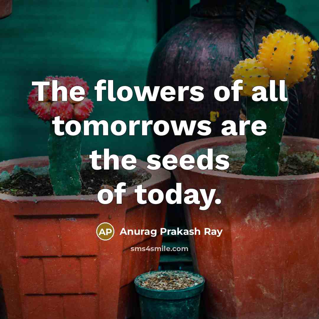 “The flowers of all tomorrows are the seeds of today.…” quote by Anurag Prakash Ray