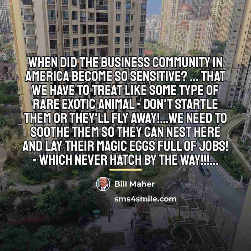 “When did the business community in America become so sensitive?…” quote by Bill Maher