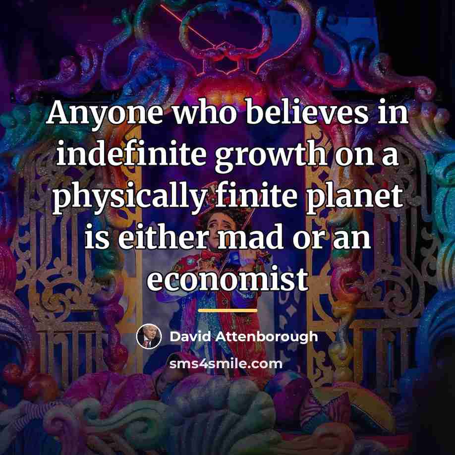 “Anyone who believes in indefinite growth on a physically finite…” quote by David Attenborough