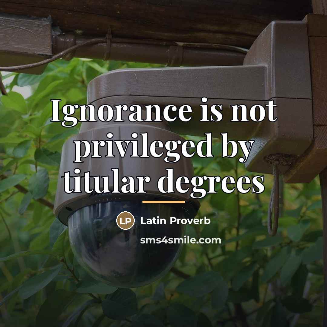 “Ignorance is not privileged by titular degrees…” quote by Latin Proverb