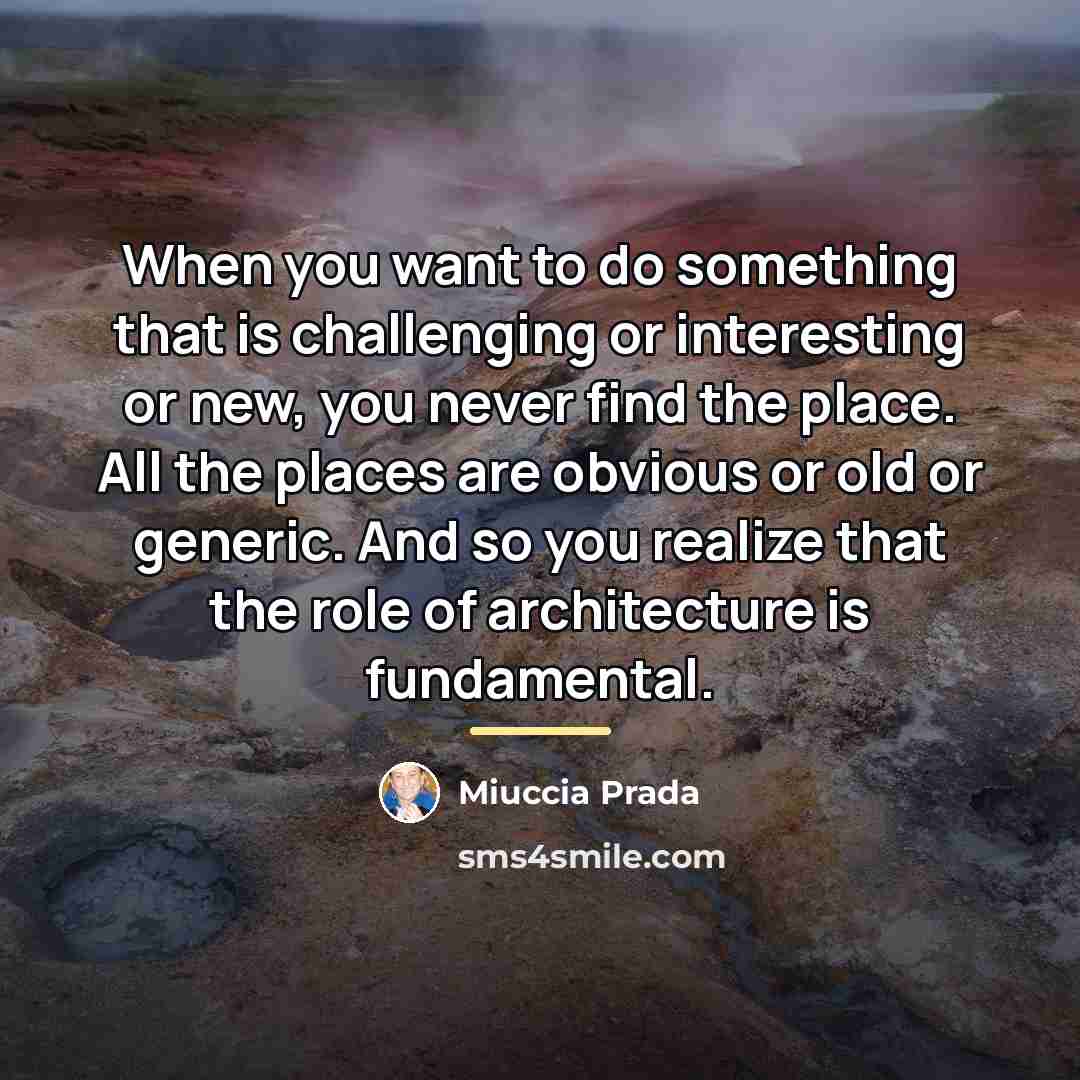 “When you want to do something that is challenging or…” quote by Miuccia Prada