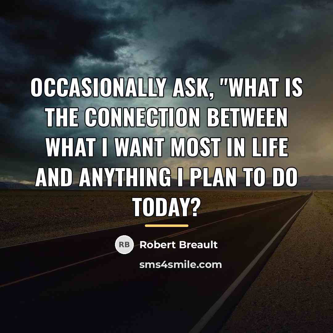 “Occasionally ask, "What is the connection between what I want…” quote by Robert Breault