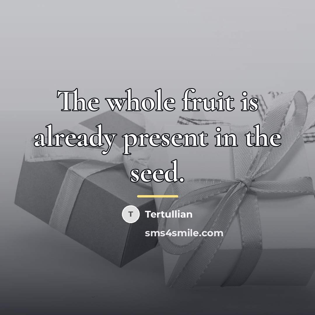 “The whole fruit is already present in the seed.…” quote by Tertullian