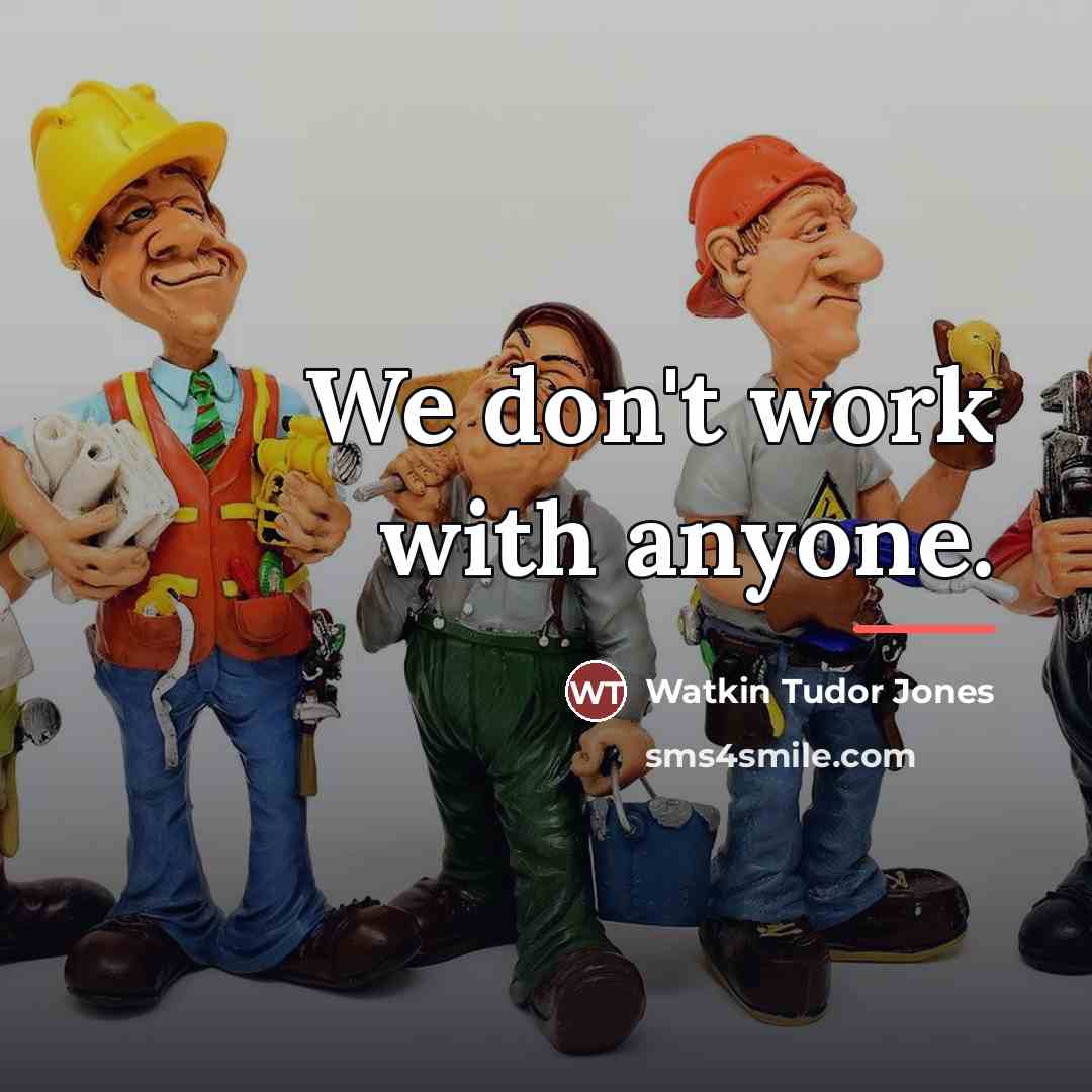 “We don't work with anyone.…” quote by Watkin Tudor Jones