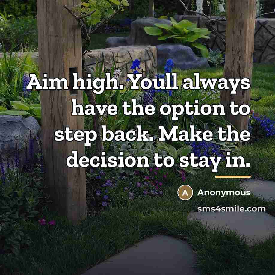“Aim high. Youll always have the option to step back.…” quote by Anonymous