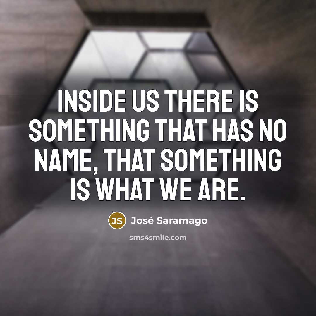 “Inside us there is something that has no name, that something is what we are.” quote by Jose Saramago