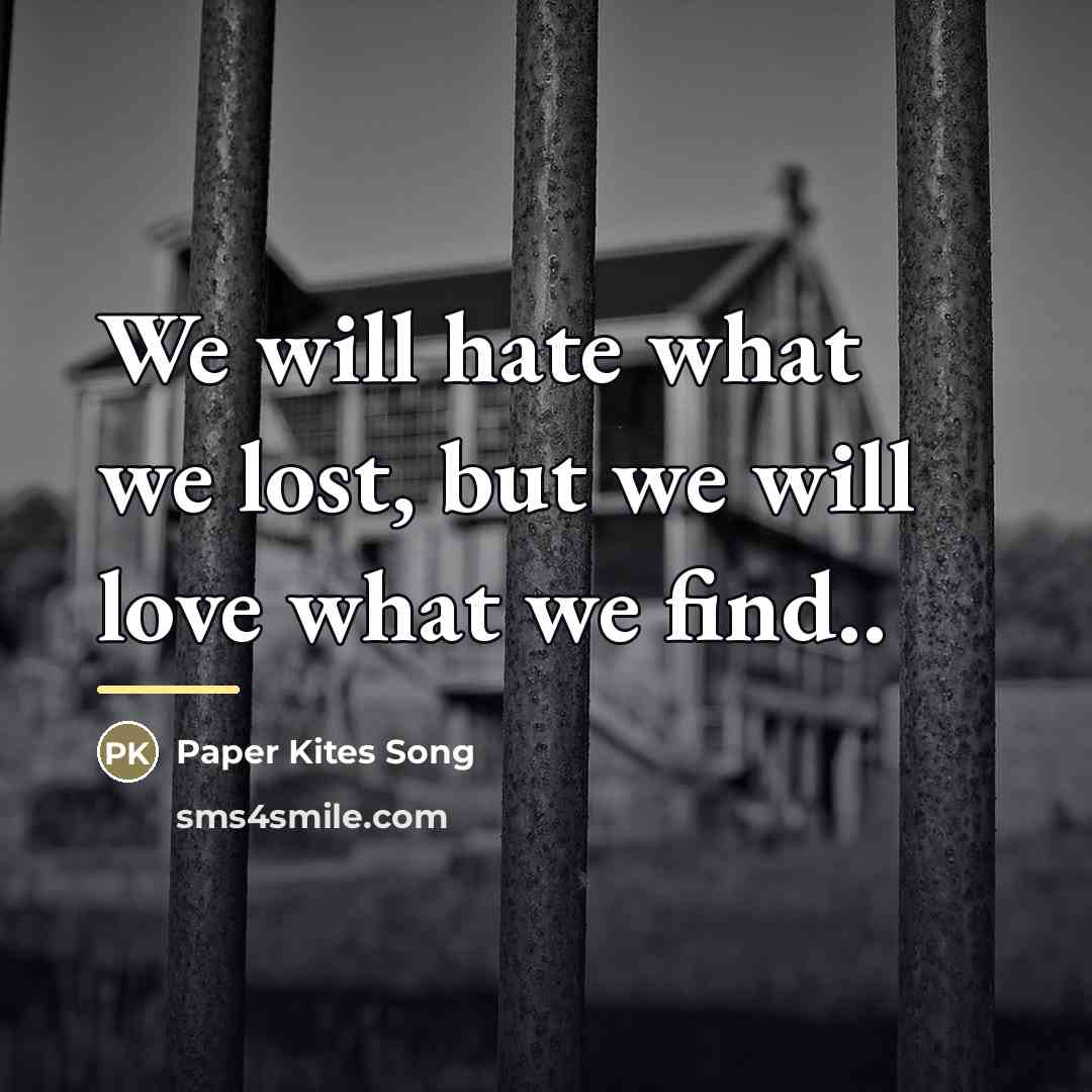 “We will hate what we lost, but we will love…” quote by Paper Kites Song
