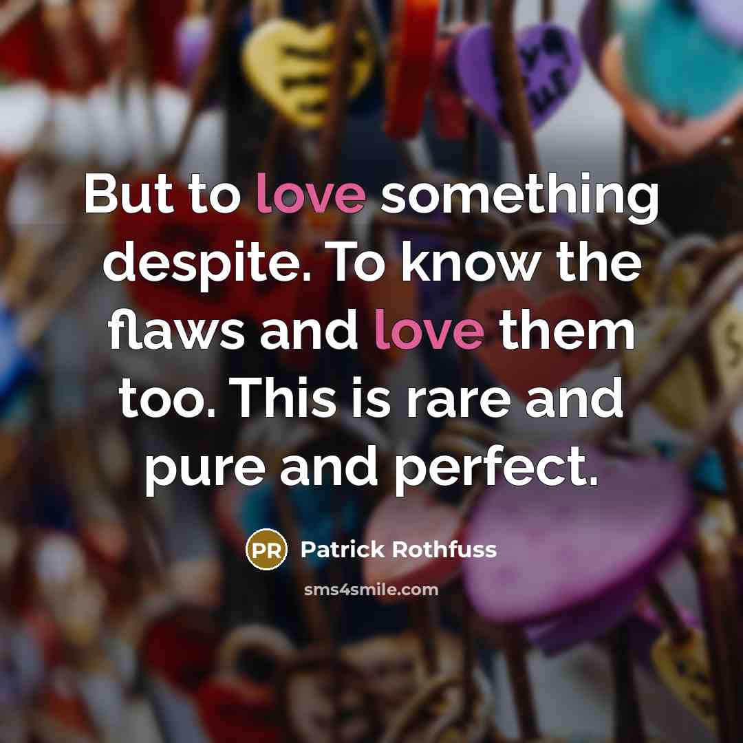 “But to love something despite. To know the flaws and…” quote by Patrick Rothfuss