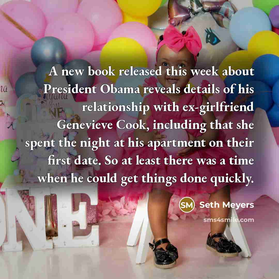 “A new book released this week about President Obama reveals…” quote by Seth Meyers
