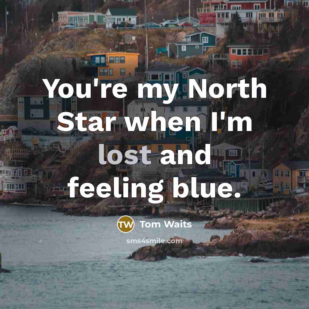 “You're my North Star when I'm lost and feeling blue.…” quote by Tom Waits