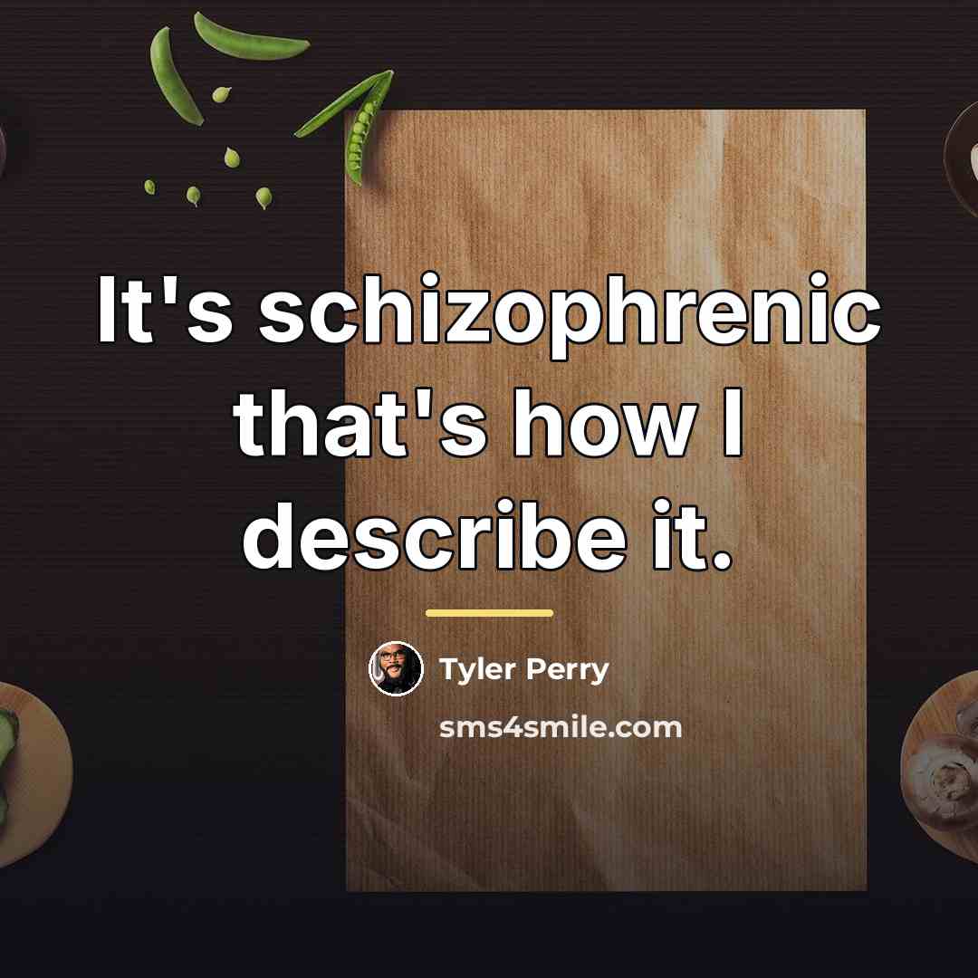 “It's schizophrenic that's how I describe it.…” quote by Tyler Perry