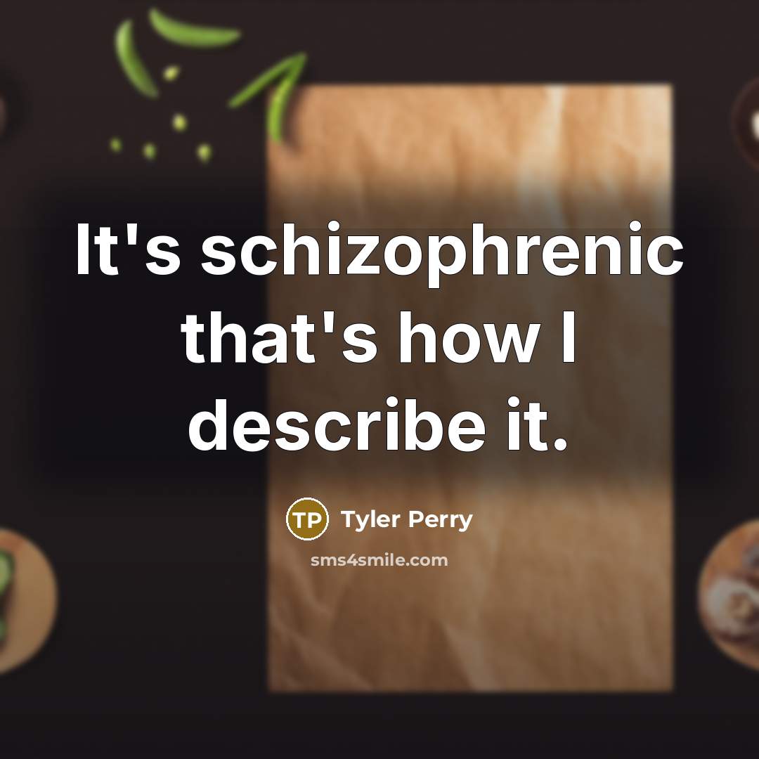 “It's schizophrenic that's how I describe it.” quote by Tyler Perry