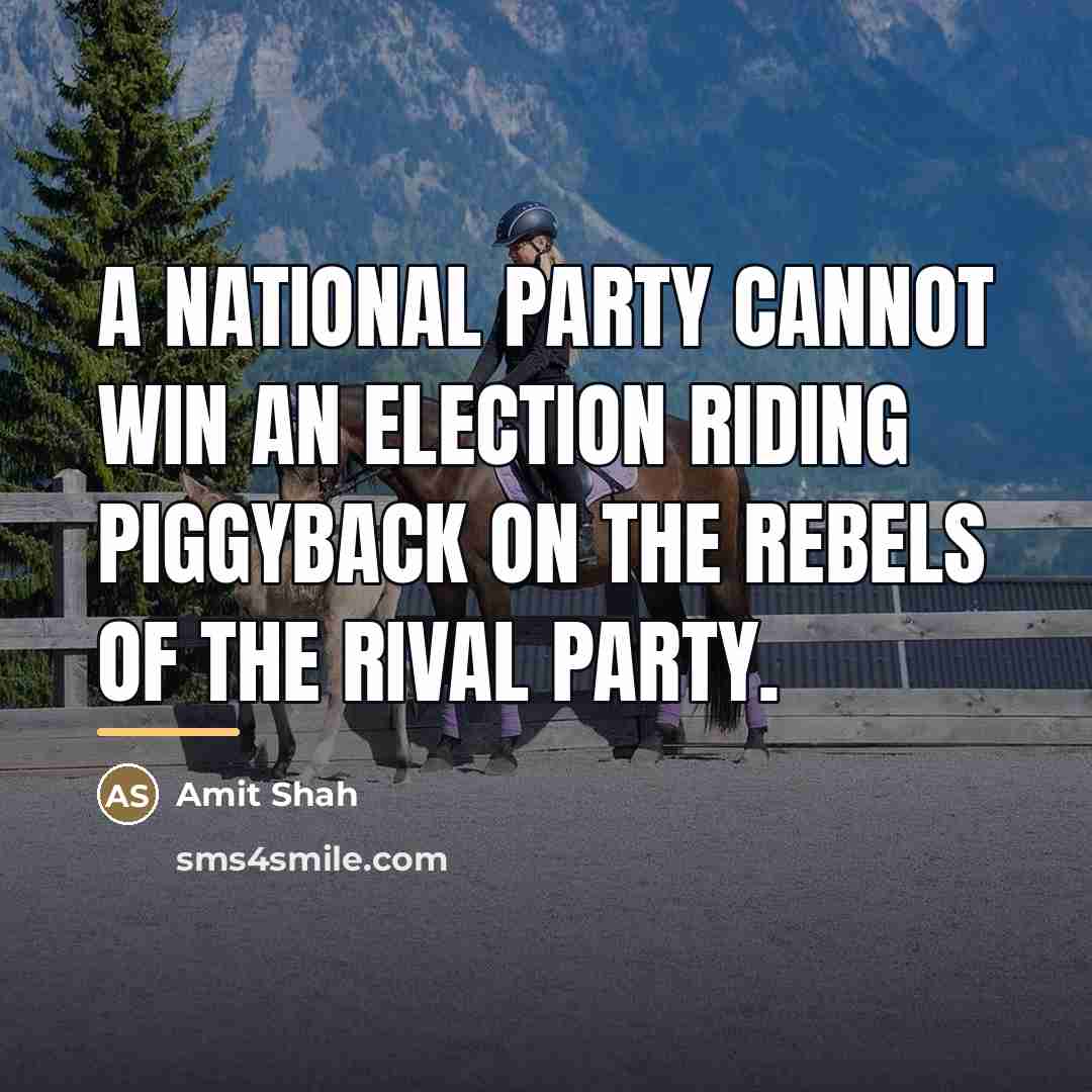 “A national party cannot win an election riding piggyback on…” quote by Amit Shah