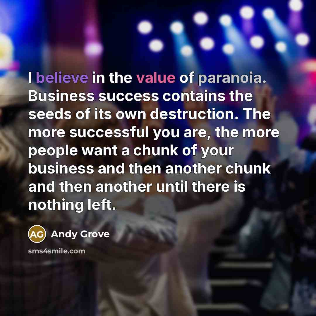 “I believe in the value of paranoia. Business success contains…” quote by Andy Grove