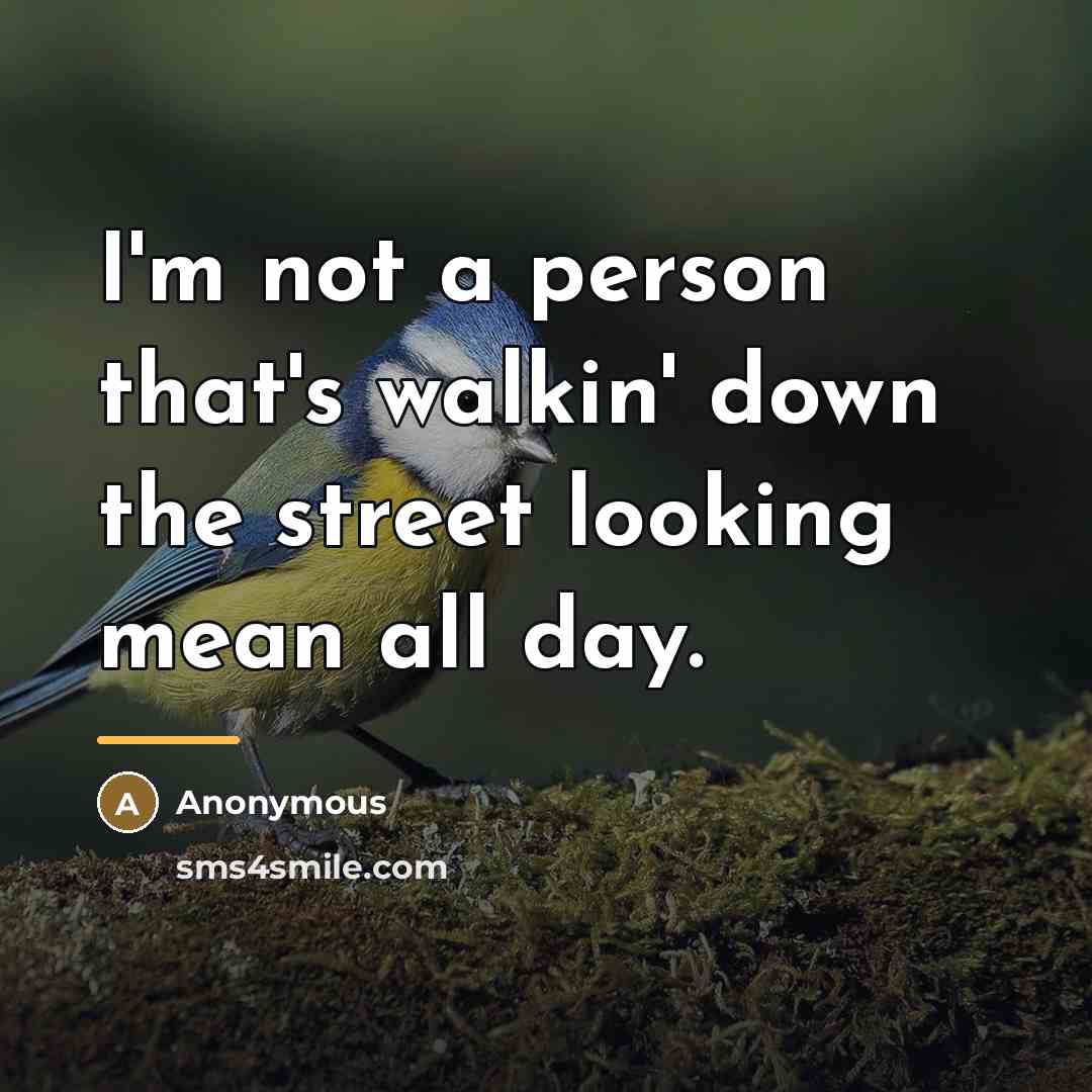 “I'm not a person that's walkin' down the street looking…” quote by Anonymous