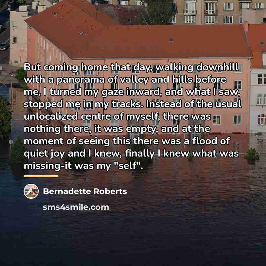 “But coming home that day, walking downhill with a panorama…” quote by Bernadette Roberts
