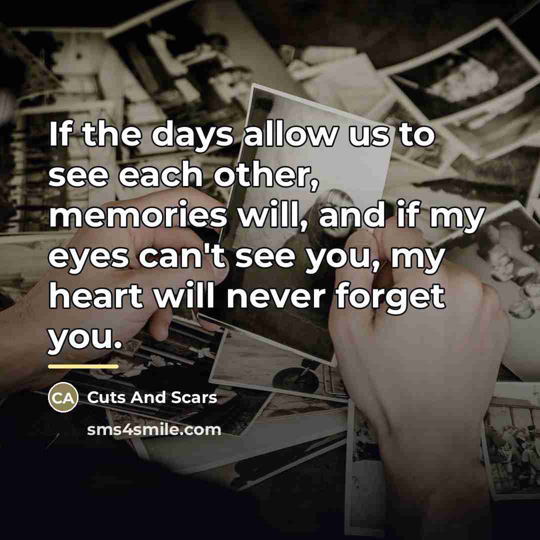 “If the days allow us to see each other, memories…” quote by Cuts And Scars