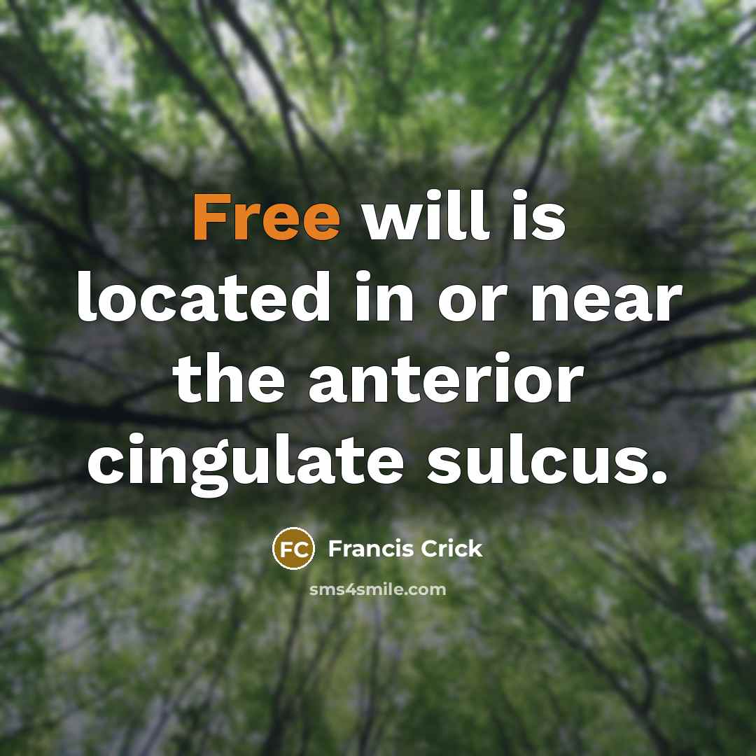“Free will is located in or near the anterior cingulate…” quote by Francis Crick