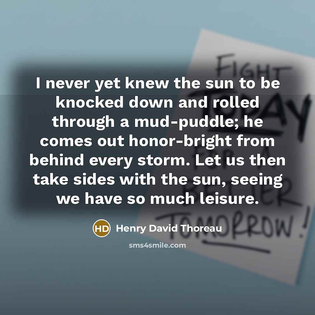 “I never yet knew the sun to be knocked down…” quote by Henry David Thoreau