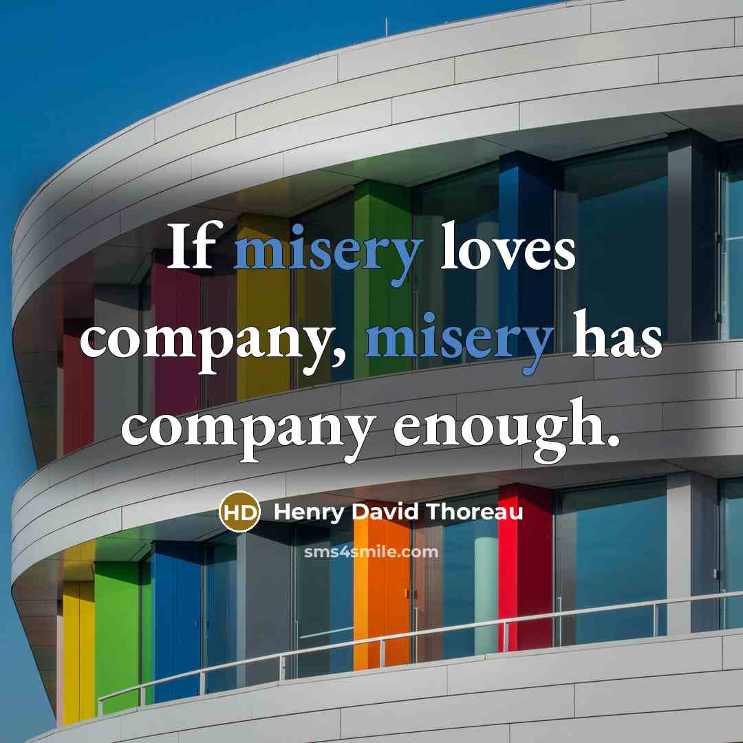 “If misery loves company, misery has company enough.…” quote by Henry David Thoreau