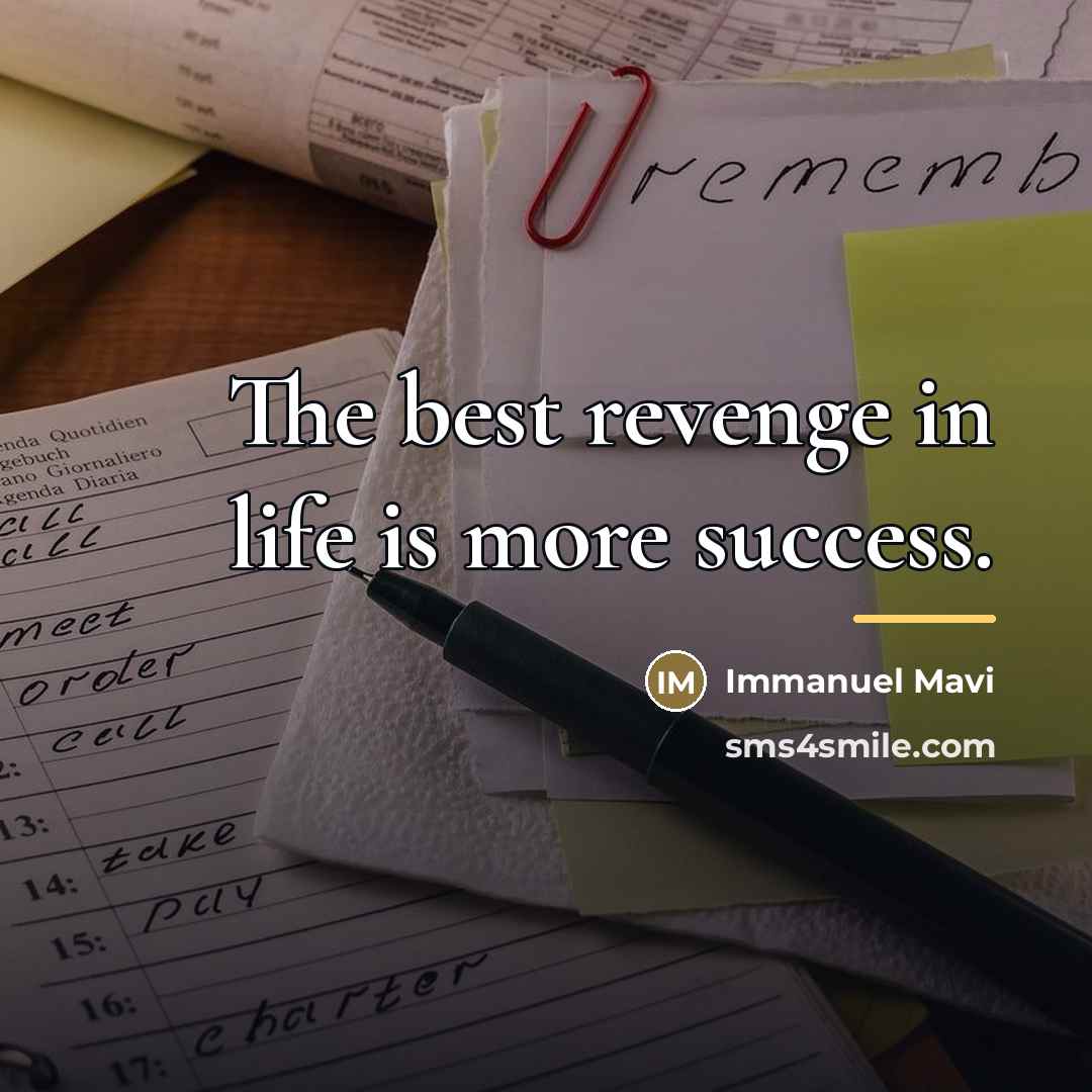 “The best revenge in life is more success.…” quote by Immanuel Mavi